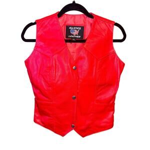 Vintage Allstate Weatern Red Leather Vest XS